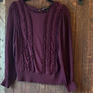White House Black Market Plum Ruffle Blouse